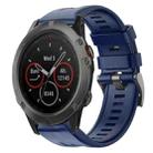 For Garmin Fenix 5X Sapphire Metal Buckle Solid Color Silicone Watch Band(Navy Blue) - 1