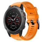 For Garmin Fenix 5X Sapphire Metal Buckle Solid Color Silicone Watch Band(Orange) - 1