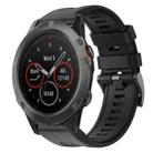 For Garmin Fenix 5X Sapphire Metal Buckle Solid Color Silicone Watch Band(Black) - 1