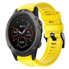 For Garmin Fenix 5X Sapphire Metal Buckle Solid Color Silicone Watch Band(Yellow) - 1