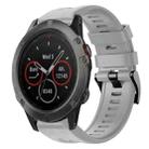 For Garmin Fenix 5X Sapphire Metal Buckle Solid Color Silicone Watch Band(Grey) - 1