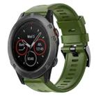 For Garmin Fenix 5X Sapphire Metal Buckle Solid Color Silicone Watch Band(Army Green) - 1