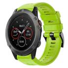 For Garmin Fenix 5X Sapphire Metal Buckle Solid Color Silicone Watch Band(Green) - 1