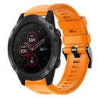 For Garmin Fenix 5X Plus Metal Buckle Solid Color Silicone Watch Band(Orange) - 1