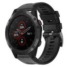 For Garmin Fenix 5X Plus Metal Buckle Solid Color Silicone Watch Band(Black) - 1