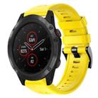 For Garmin Fenix 5X Plus Metal Buckle Solid Color Silicone Watch Band(Yellow) - 1