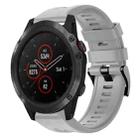 For Garmin Fenix 5X Plus Metal Buckle Solid Color Silicone Watch Band(Grey) - 1