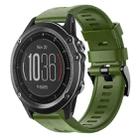 For Garmin Fenix 3 HR Metal Buckle Solid Color Silicone Watch Band(Army Green) - 1