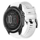 For Garmin Fenix 3 Sapphire Metal Buckle Solid Color Silicone Watch Band(White) - 1