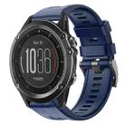 For Garmin Fenix 3 Sapphire Metal Buckle Solid Color Silicone Watch Band(Navy Blue) - 1