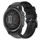 For Garmin Fenix 3 Sapphire Metal Buckle Solid Color Silicone Watch Band(Black) - 1