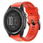 For Garmin Fenix 3 Sapphire Metal Buckle Solid Color Silicone Watch Band(Red) - 1