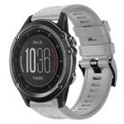 For Garmin Fenix 3 Sapphire Metal Buckle Solid Color Silicone Watch Band(Grey) - 1