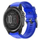 For Garmin Fenix 3 Sapphire Metal Buckle Solid Color Silicone Watch Band(Skyblue) - 1