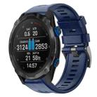 For Garmin Descent MK 2i Metal Buckle Solid Color Silicone Watch Band(Navy Blue) - 1