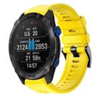 For Garmin Descent MK 2i Metal Buckle Solid Color Silicone Watch Band(Yellow) - 1