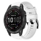 For Garmin Fenix 7 Metal Buckle Solid Color Silicone Watch Band(White) - 1