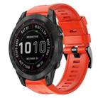 For Garmin Fenix 7 Metal Buckle Solid Color Silicone Watch Band(Red) - 1
