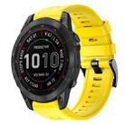 For Garmin Fenix 7 Metal Buckle Solid Color Silicone Watch Band(Yellow) - 1