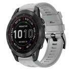 For Garmin Fenix 7 Metal Buckle Solid Color Silicone Watch Band(Grey) - 1