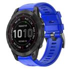 For Garmin Fenix 7 Metal Buckle Solid Color Silicone Watch Band(Sky Blue) - 1