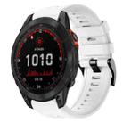 For Garmin Fenix 7 Solar Metal Buckle Solid Color Silicone Watch Band(White) - 1