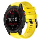 For Garmin Fenix 7 Solar Metal Buckle Solid Color Silicone Watch Band(Yellow) - 1