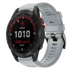 For Garmin Fenix 7 Solar Metal Buckle Solid Color Silicone Watch Band(Grey) - 1