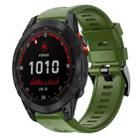 For Garmin Fenix 7 Solar Metal Buckle Solid Color Silicone Watch Band(Army Green) - 1