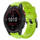For Garmin Fenix 7 Solar Metal Buckle Solid Color Silicone Watch Band(Green) - 1