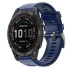 For Garmin Fenix 7 Sapphire Solar Metal Buckle Solid Color Silicone Watch Band(Midnight Blue) - 1