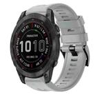 For Garmin Fenix 7 Sapphire Solar Metal Buckle Solid Color Silicone Watch Band(Grey) - 1