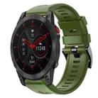 For Garmin EPIX Gen 2 Metal Buckle Solid Color Silicone Watch Band(Army Green) - 1