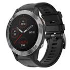 For Garmin Fenix 6 GPS Metal Buckle Solid Color Silicone Watch Band(Black) - 1