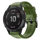 For Garmin Fenix 6 Pro GPS Metal Buckle Solid Color Silicone Watch Band(Army Green) - 1