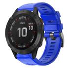 For Garmin Fenix 6 Pro GPS Metal Buckle Solid Color Silicone Watch Band(Sky Blue) - 1