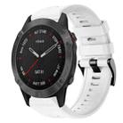 For Garmin Fenix 6 Sapphire GPS Metal Buckle Solid Color Silicone Watch Band(White) - 1