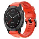 For Garmin Fenix 6 Sapphire GPS Metal Buckle Solid Color Silicone Watch Band(Red) - 1