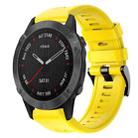 For Garmin Fenix 6 Sapphire GPS Metal Buckle Solid Color Silicone Watch Band(Yellow) - 1