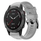 For Garmin Fenix 6 Sapphire GPS Metal Buckle Solid Color Silicone Watch Band(Grey) - 1