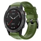 For Garmin Fenix 6 Sapphire GPS Metal Buckle Solid Color Silicone Watch Band(Army Green) - 1