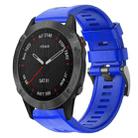 For Garmin Fenix 6 Sapphire GPS Metal Buckle Solid Color Silicone Watch Band(Sky Blue) - 1