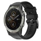 For Garmin Fenix 5 Metal Buckle Solid Color Silicone Watch Band(Black) - 1