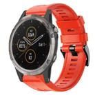 For Garmin Fenix 5 Metal Buckle Solid Color Silicone Watch Band(Red) - 1