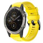 For Garmin Fenix 5 Metal Buckle Solid Color Silicone Watch Band(Yellow) - 1