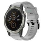 For Garmin Fenix 5 Metal Buckle Solid Color Silicone Watch Band(Grey) - 1