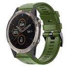 For Garmin Fenix 5 Metal Buckle Solid Color Silicone Watch Band(Army Green) - 1