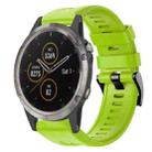 For Garmin Fenix 5 Metal Buckle Solid Color Silicone Watch Band(Green) - 1