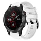 For Garmin Fenix 5 plus Metal Buckle Solid Color Silicone Watch Band(White) - 1