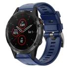 For Garmin Fenix 5 plus Metal Buckle Solid Color Silicone Watch Band(Midnight Blue) - 1